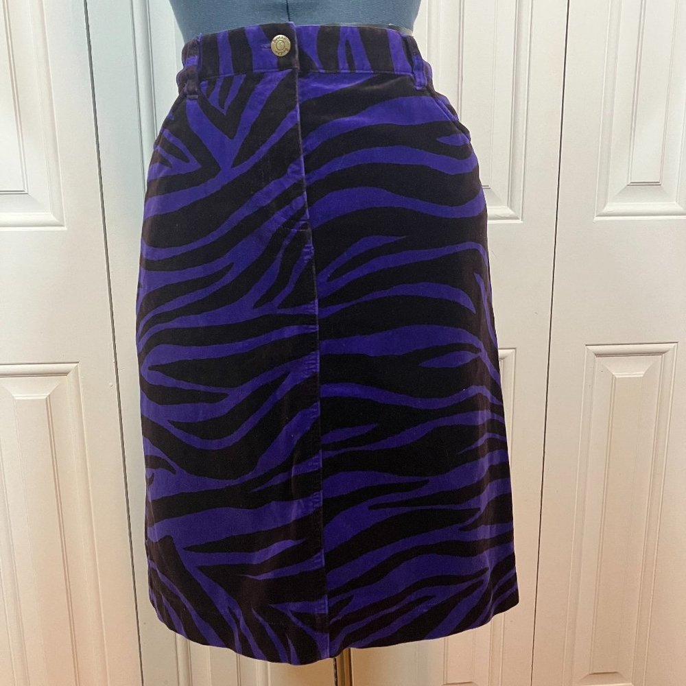 Boden Purple and Brown Velvet Zebra Skirt 10L